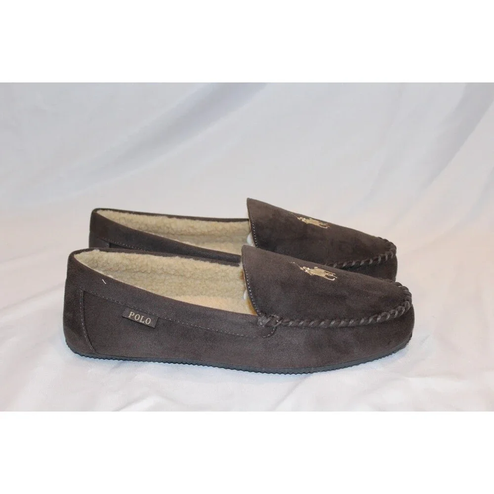 NIB Polo Ralph Lauren Men's Suede‎ Moccasin Slippers BROWN